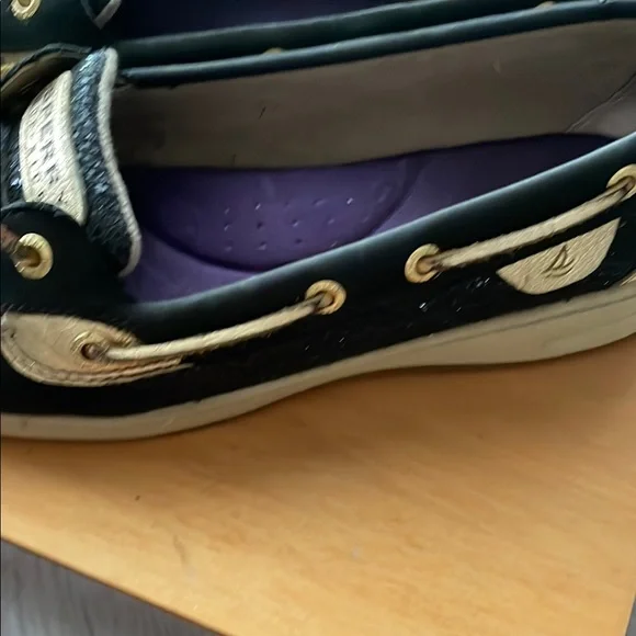 Sperry Black and Gold Flats with Nautical Elegance - Picture 6 of 8